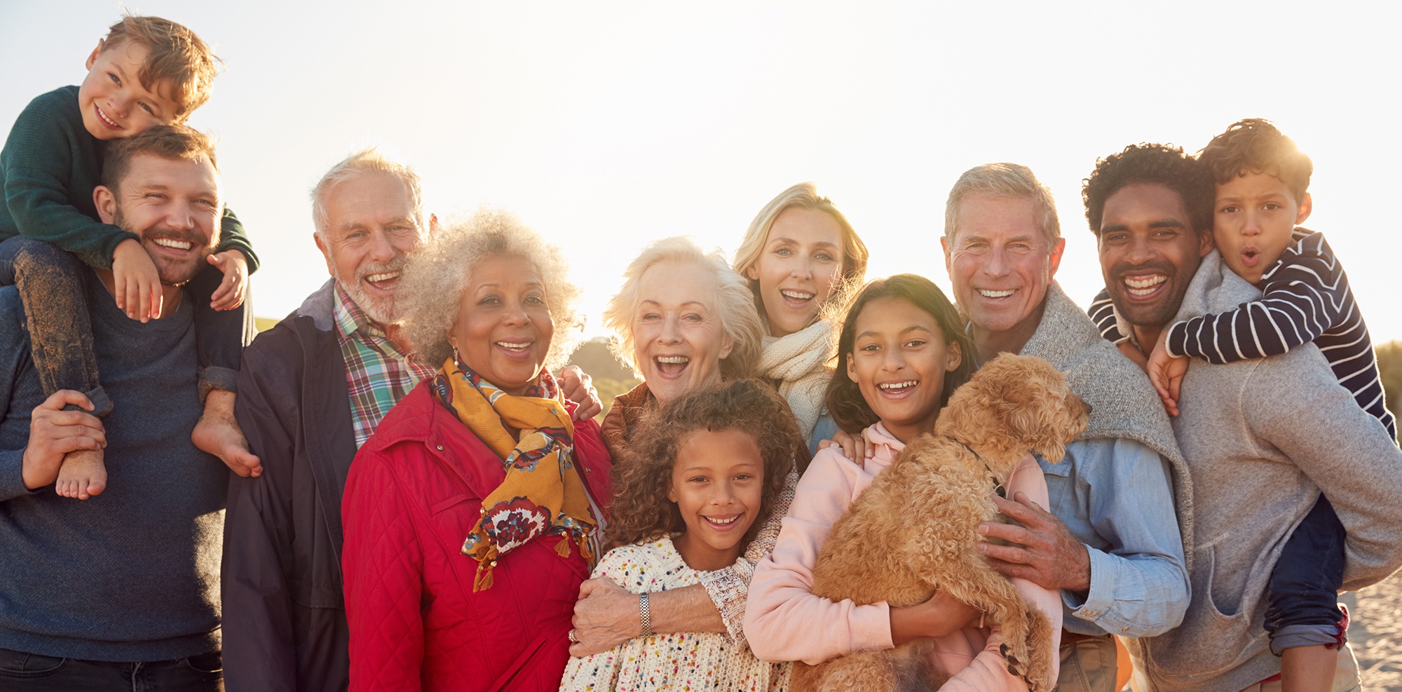 large family smiling